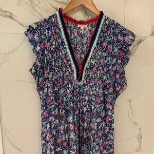 Poupette St. Barth Blue and Pink Patterned Blouse